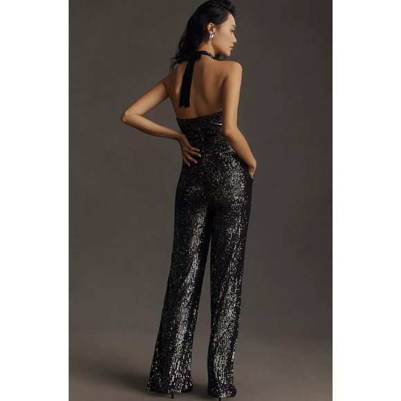 Anthropologie Maeve Sequin Halter Jumpsuit - New Size 12 - Picture 4 of 6